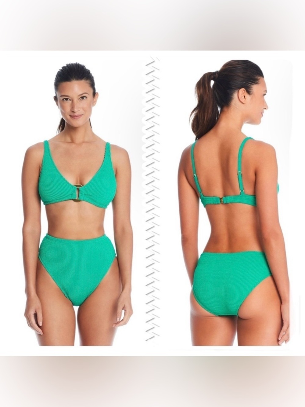 BLEU Rod Beattie Pucker Up Textured Bralette Bikini Top and Bottom Size 14